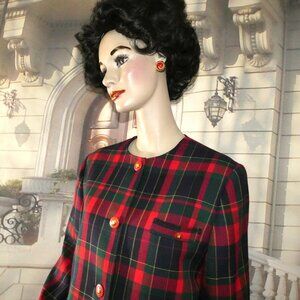 Avoca Collection Women’s Plaid Blazer Made Ireland Sz Small Pure New Wool Lined